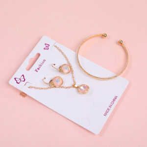 Pink Sugar Cube Necklace, Earrings and Bracelet Set - Image 3