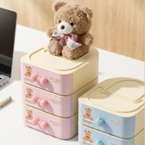 Cute Bear Series Cosmetic Storage Box - Bear HW6194 - Image 1