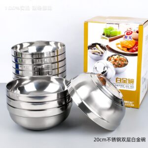 20cm Stainless Steel Double-Layer Platinum Bowl - Image 3