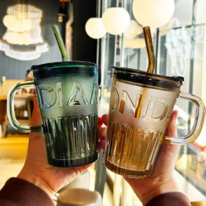 letter handle glass cup (with color box) 400ml - Image 1