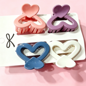 Colorful Small Heart Hair Claw Clip4pcs - Image 1