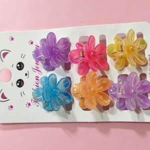 Colorful Iridescent Small Flower Hair Claw Clip6pcs - Image 1
