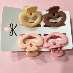 Peach & Heart Hair Claw Clip4pcs - Image 1