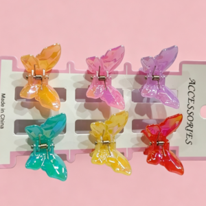 Ice Transparent Iridescent Butterfly Hair Claw Clip6pcs - Image 1