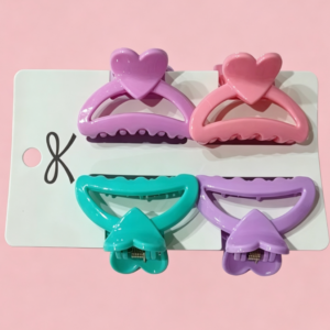 Heart Handle Hair Claw Clip4pcs - Image 1