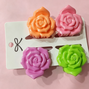 Colorful Rose Hair Claw Clip4pcs - Image 1
