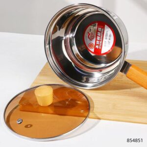 18cm Stainless Steel Oak Handle (304) Milk Pot - Image 3