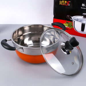 Renfa 22cm Colorful Korean Double-Handle Milk Pan (No Steamer Rack) - Image 2