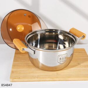 22cm Stainless Steel Double Handle Oak (304) Soup Pot - Image 3