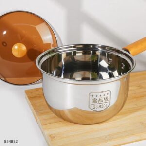 20cm Stainless Steel Oak Handle (304) Milk Pot - Image 3