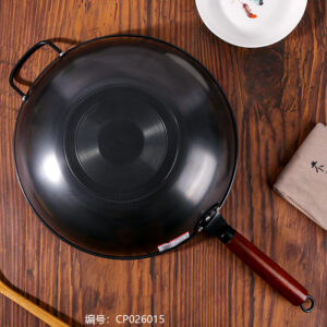 Abbott Fields 34 Wooden Handle Iron Ion Frying Pan w/Ears - Image 2