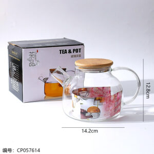 Borosilicate Small Bamboo Lid Pot (White) - Image 3