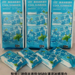 8-Pack Mini 9602 Cooling Ice Sensation Wet Wipes 64pcs - Image 1
