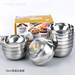 16cm Double-Layer Platinum Bowl (Stainless Steel) - Image 3