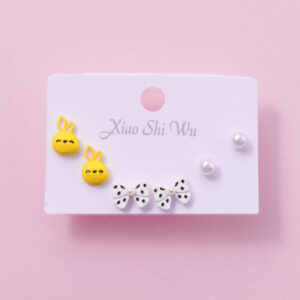 Random Mixed Style Cartoon Pearl 3Pairs Earring-1 - Image 1