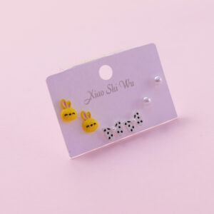 Random Mixed Style Cartoon Pearl 3Pairs Earring-1 - Image 2