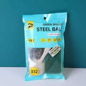 Green sponge steel wire ball 4pcs-312-1 - Image 1