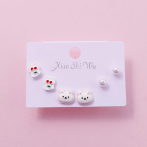 Random Mixed Style Cartoon Pearl 3Pairs Earring-2 - Image 1