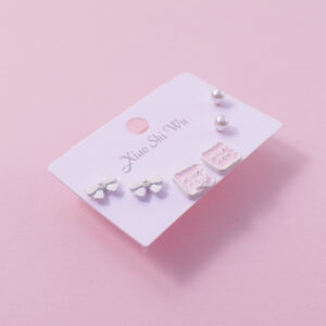 Random Mixed Style Cartoon Pearl 3Pairs Earring-5 - Image 2