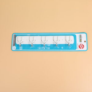 White Integrated 5-Hook Self-Adhesive Strip - 9100 - Image 3