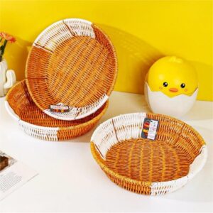 Large Two-Tone Round Iron Faux Wicker Basket – LN84 - Image 1