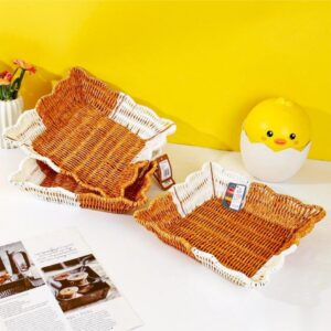 Large Small-Lace Square Iron Faux Wicker Basket – LN78 - Image 1