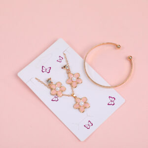 Flower Petal Pearl Necklace, Stud Earrings and Bracelet Set - Image 3