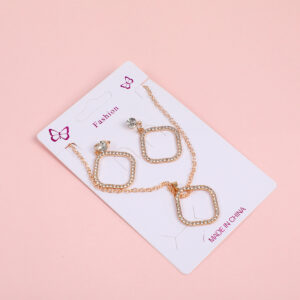 Square Frame Necklace and Stud Earrings Set - Image 3
