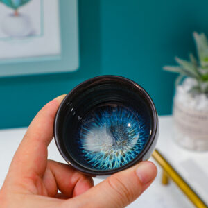 Sand gold round ceramic tea cup 50ml - Image 3