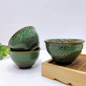 Jianzhan green flower glazed tea cup 50ml - Image 1