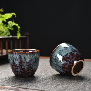 Flower glazed ink painting teacup 50ml - Image 1