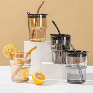 Glazed bamboo joint glass cup 400ml - Image 1