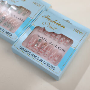 Rhinestone Decorated Press On Nails - 12pcs - Image 3