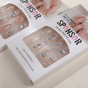 White Moonlight Themed Press On Nails - 12pcs - Image 3