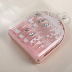 Long T-shaped Press On Nails with Inlaid Rhinestones - 12pcs - Image 3