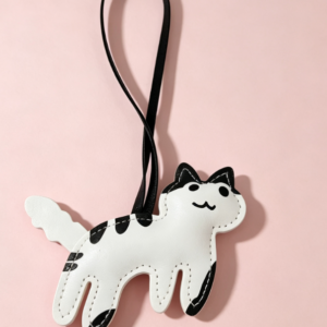 PU Cat Pendant Keychain - Image 1
