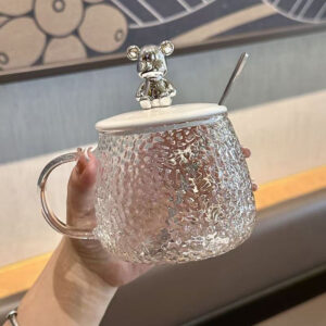 Little bear glass cup with color box-350ml - Image 1