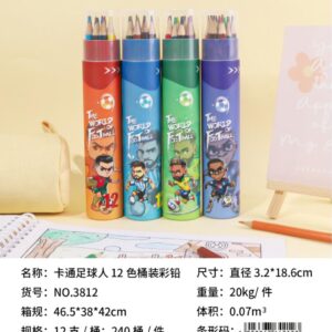 Football Player 12-Color Colored Pencils Bucket Set 3812 - Image 1