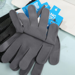 13 Gauge Dot Coated Full Finger Gloves - Black & Gray - A-3118 - Image 3