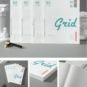 B5-289-2 Grid White Kraft Back-bound Notebook 40 Pcs - Image 1
