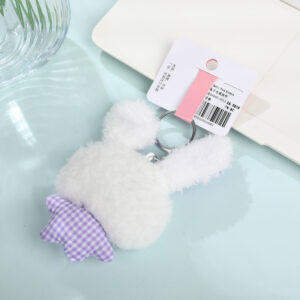 Purple Plaid Rabbit Plush Charm - Image 2