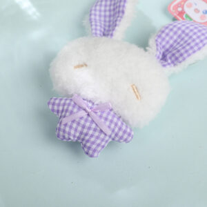 Purple Plaid Rabbit Plush Charm - Image 3