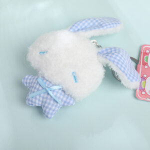 Blue Plaid Rabbit Plush Charm - Image 3