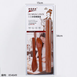 Antibacterial Red Sandalwood Dumpling Rolling Stick Set AF-123 - Image 2