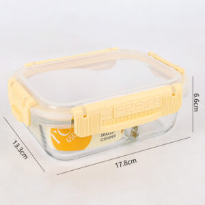Rectangular two-compartment glass fresh-keeping box 650ml-1604 - Image 1