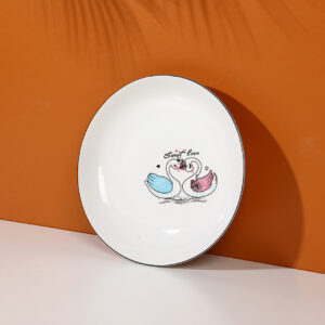 8.3-inch Black and gold edge swan ceramic plate - Image 3