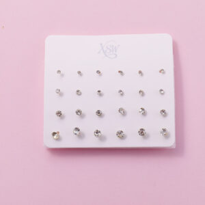 Random Mixed Style Small Rhinestone 12Pairs Earring - Image 1
