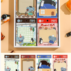 Happy Elephant Grey Series Die-Cut Sticky Notes 4*10 30 Pcs Per Box FD82320 - Image 1