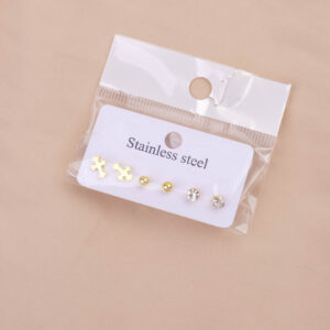 Fashionable golden earrings three-piece set-1 - Image 1