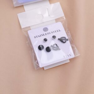 Fashionable black earrings three-piece set-3 - Image 1